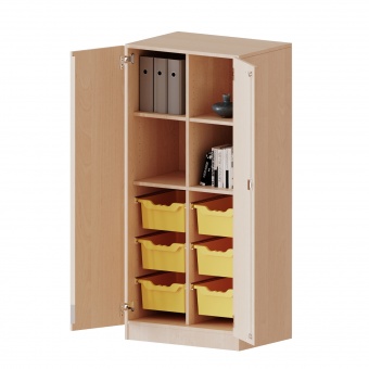 ErgoTray Schrank, 2reihig, 4 OH, zweitürig, mit 6 hohen Boxen, B/H/T 70,3x154x50cm 